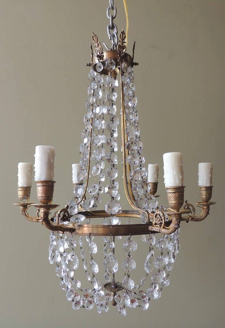 18th Century English Regency Crystal and Brass Chandelier