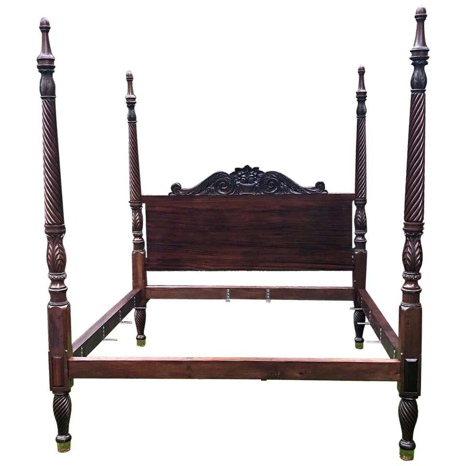 Four Poster Mahogany King Size Bed, Antique Mahogany Bed Frame